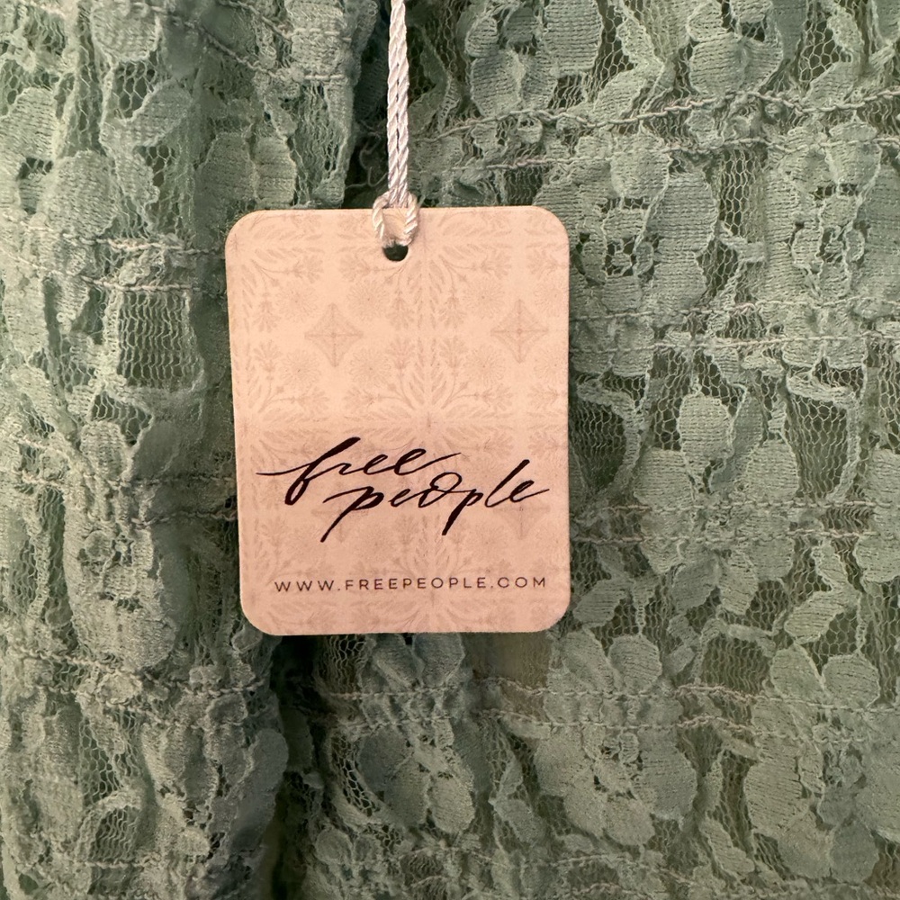 Free People FP One Madison Women’s Blouse Top Mint Cameo Green Lace Size Small - Picture 7 of 14